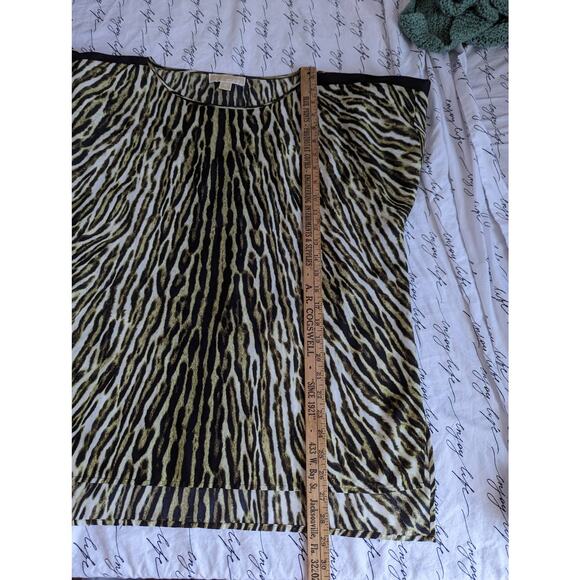 Michael Michael Kors Blouse XL Brown Animal Print 3/4 Length Sleeve - Picture 4 of 7
